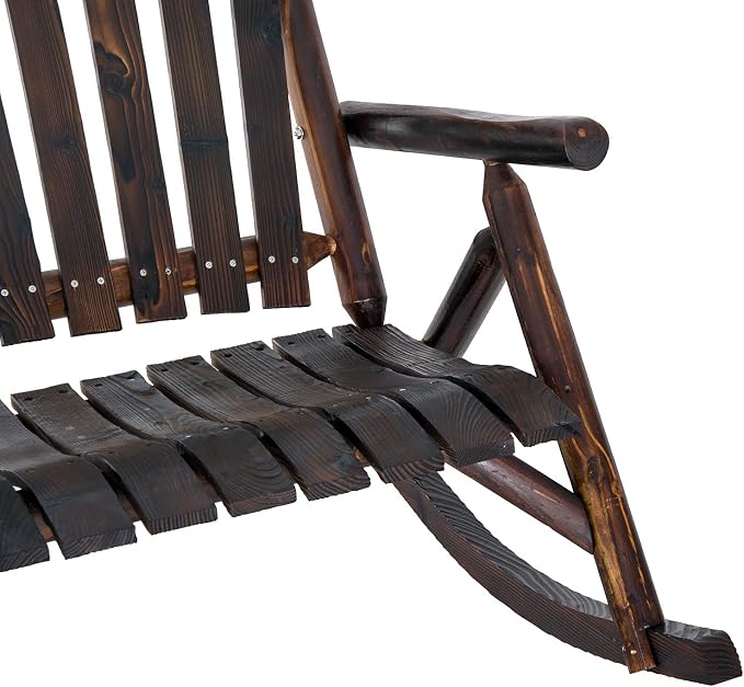 Outsunny Outdoor Wooden Rocking Chair, Double-Person Rustic Adirondack Rocker - Image 7