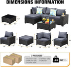 JOYURE 5 Pieces Patio Furniture Set All-Weather Outdoor Wicker Sectional - Image 2
