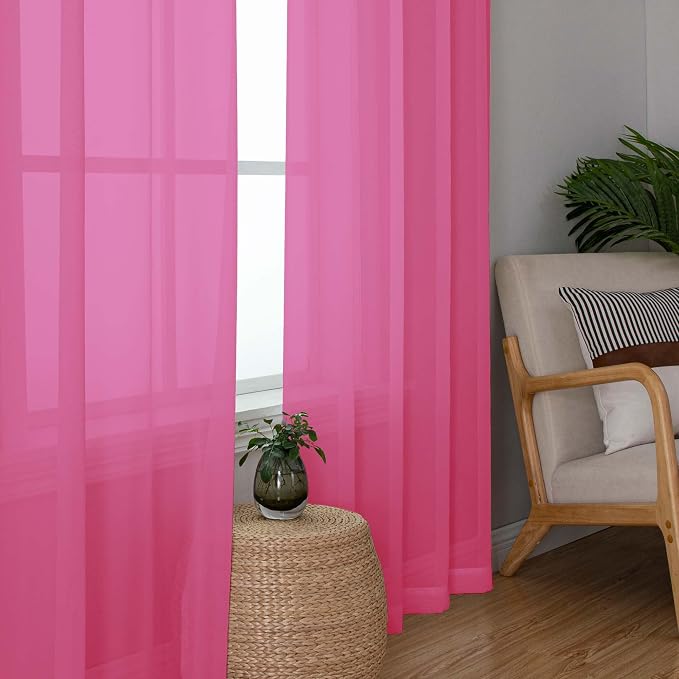 Hot Pink Sheer Curtains 84 Inches Long - Image 3