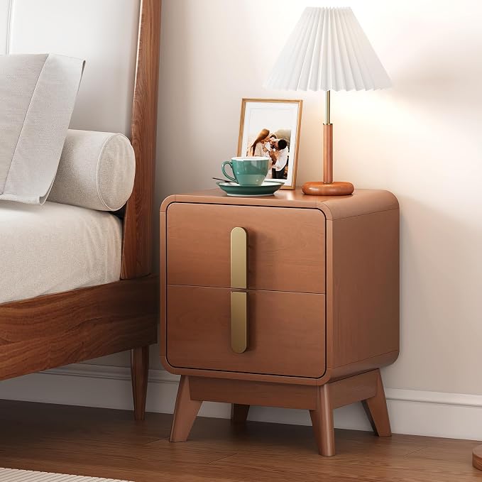 Mid Century Modern Nightstand Set of 2, Wood Bedside Table - Image 8