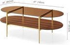 LumFurn X-Large Oval Glass Coffee Table, Mid-Century Modern Design, L47 x W24 x - Image 2