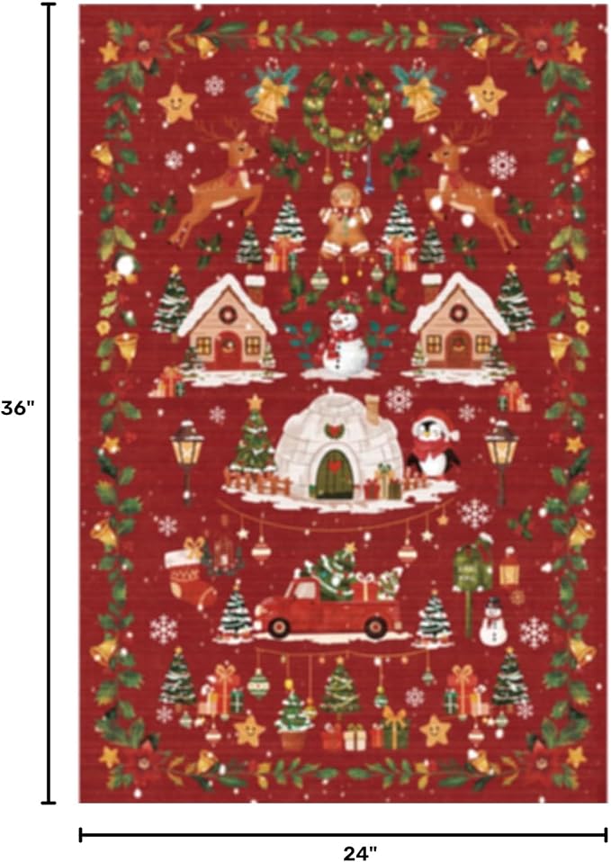 2x3 Christmas Cute Area Rug : Non-Slip Washable Winter Holiday Indoor Doormat - Image 2