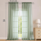 Sage Green Sheer Curtains 108 Inches Long - Image 5