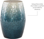 Tylin Ivory and Blue Capiz Ombre Drum Accent Table - Image 6