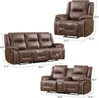EBELLO Faux Leather Manual Recliner Sofa Set, 1 Seat Reclining Chair, a Loveseat - Image 2