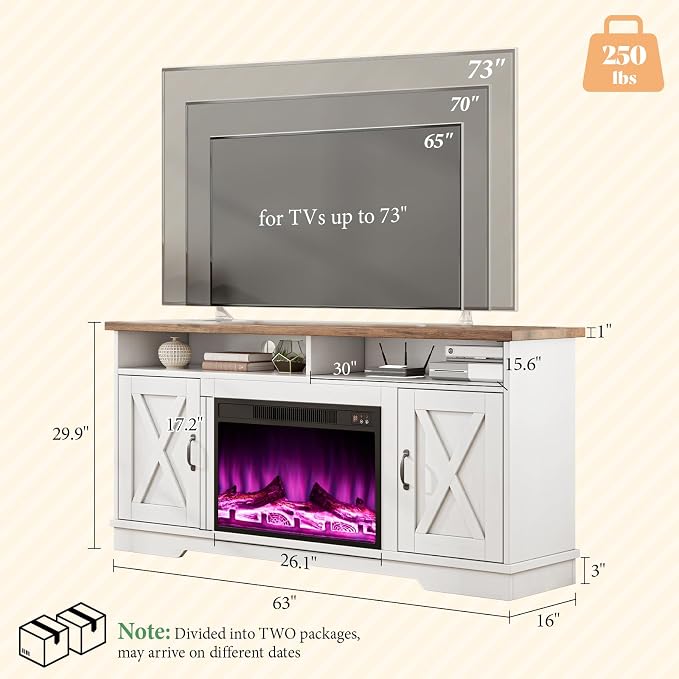 AMERLIFE 5-Piece Farmhouse Table Set Include 63" TV Stand - Image 3