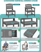 SERWALL Patio Dining Sets for 10 Person, HDPE Dining Set - Image 4