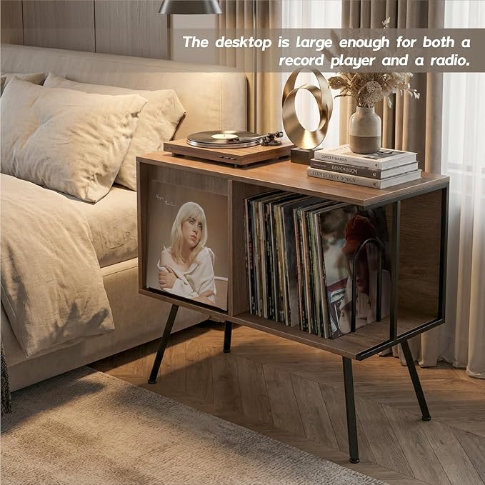 Faesun Flip Top Record Player Stand, Large Turntable Stand Holds up to 150+ - Image 5