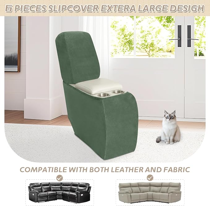 Arfntevss Sectional Recliner Couch Covers Velvet Corner Sectional Sofa Cover - Image 3
