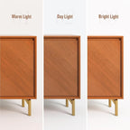 JOINICE Storage Cabinet, Mid-Century Modern Wood Accent Cabinet, Chevron - Image 8