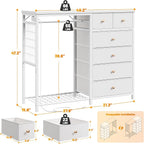 EnHomee 49.2" W Dresser with Hanging Rack & 6 Fabric Drawers - Image 2