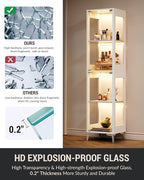 Glass Display Cabinet, 4-Tier Curio Cabinet, Adjustable Shelves, 000 Color - Image 8