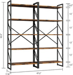 Shintenchi 2 Pieces 5 Tiers Bookshelf, Classically Tall Bookcase Shelf - Image 2