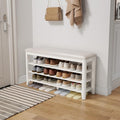 AQIMUELE Shoe Bench with Leather Cushion, 3 Tiers Shoe Storage Bench Height by AQIMUELE