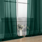 Hunter Green Sheer Curtains 63 Inches Long 2 Panels - Image 6
