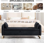 65" Storage Ottoman Bench, Chenille Storage Bench - Image 5