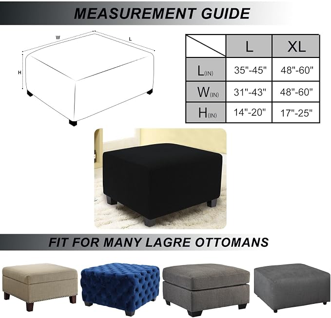 NeColorLife Stretch Ottoman Cover Square Oversized Soft Knitted Jacquard Thick - Image 4