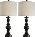 BOBOMOMO 24" Traditional Farmhouse Table Lamp Set of 2, Vintage Resin Lamps - Image 6