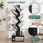 Yoobure Tree Bookshelf, 6 Tier Small Book Shelf Retro Floor Standing Bookcase - Image 5
