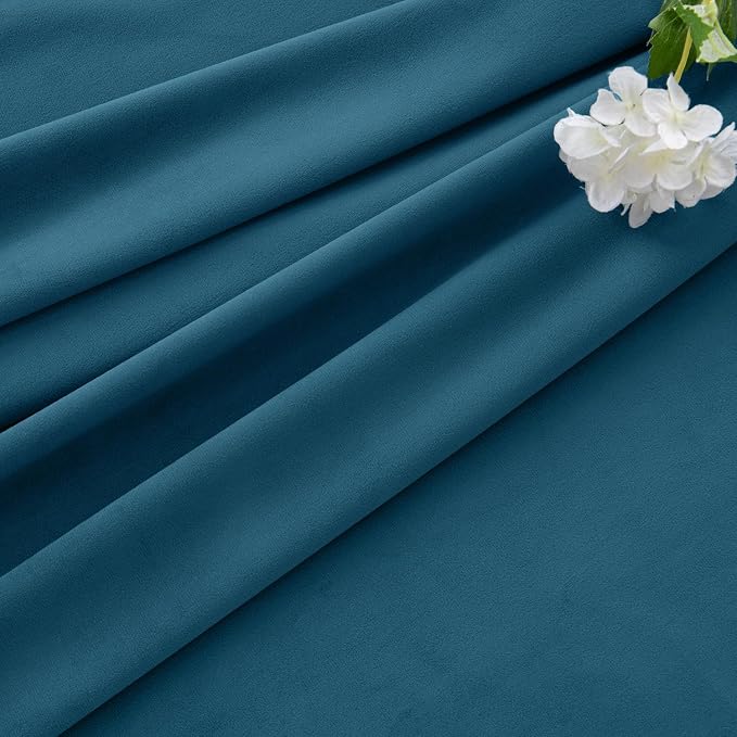 MIULEE Velvet Curtains 50W x 84L 2 Panels Peacock Blue Blackout Curtains | - Image 7