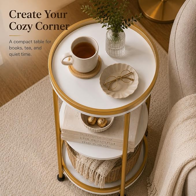 Dulcii Round Side Table with Storage Tray - Image 6