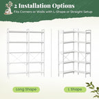 Huuger 5 Tier Bookshelf, L Shaped Corner Bookshelf - Image 7