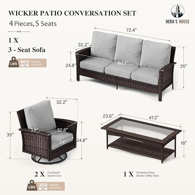 HERA'S HOUSE Gray Patio Furniture Set - Image 6