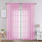 Chyhomenyc Pink Sheer Curtains 84 Inches Long 2 Panels, Light Filtering Pink by Chyhomenyc