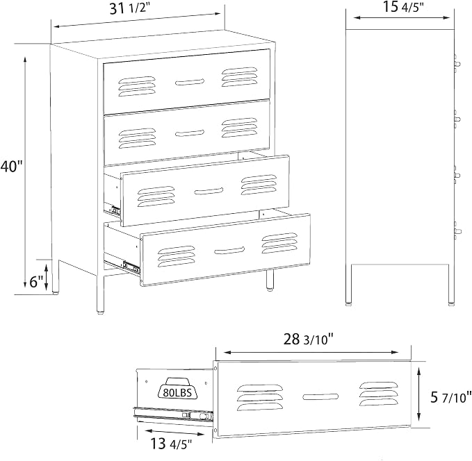LCAOPC Black Metal 4 Drawer Dresser - Image 2
