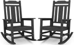 SERWALL Black Outdoor Rocking Chair Set of 2, All Weather Patio Rocking Chair by SERWALL