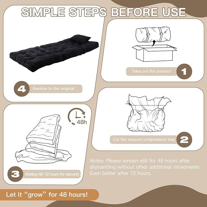 Folding Sofa Bed, Convertible Sleeper Chair - Image 7