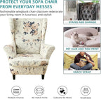 KRFOONN Velvet Wing Chair Slipcovers 2 Piece Stretch Printed Wingback Chair - Image 6
