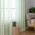 Light Green Sheer Curtains 84 Inches Long 2 Panels Set, Airy Voile Window - Image 7