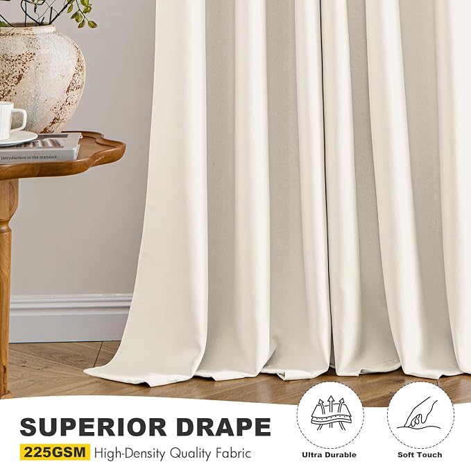 MIULEE Blackout Curtains for Bedroom 2 Panels 40 x 54 Inch Long Beige White | - Image 5