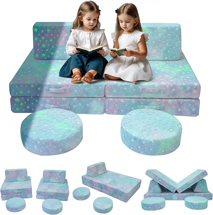 MeMoreCool Toddler Play Couch, 8-Piece Modular Kids Couch Set by MeMoreCool