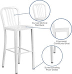 Flash Furniture Gael Commercial Grade 2 Pack 30" High White Metal - Image 7