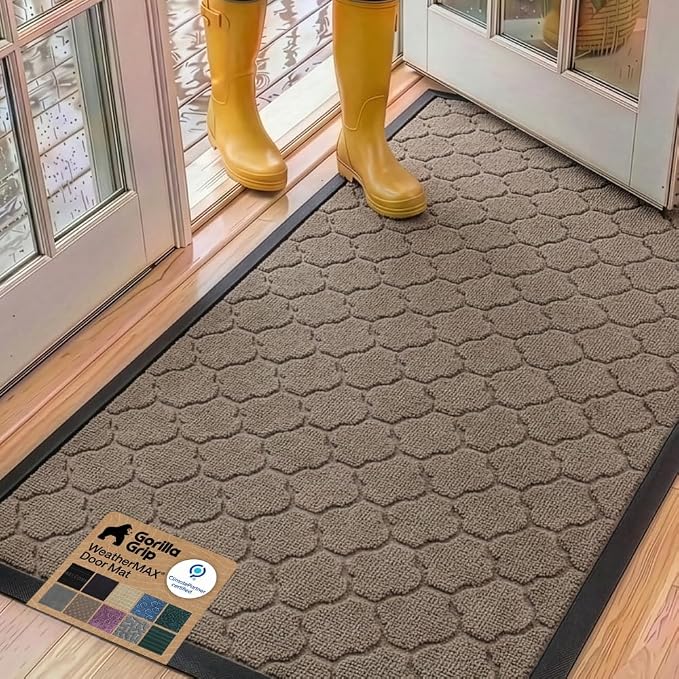 GORILLA GRIP 100% Waterproof All-Season WeatherMAX Doormat, US Designed Natural by GorillaGrip