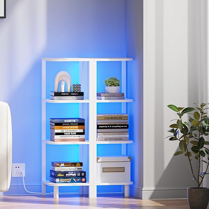 TUTOTAK Corner Shelf, 4-Tier Corner Bookshelf - Image 7