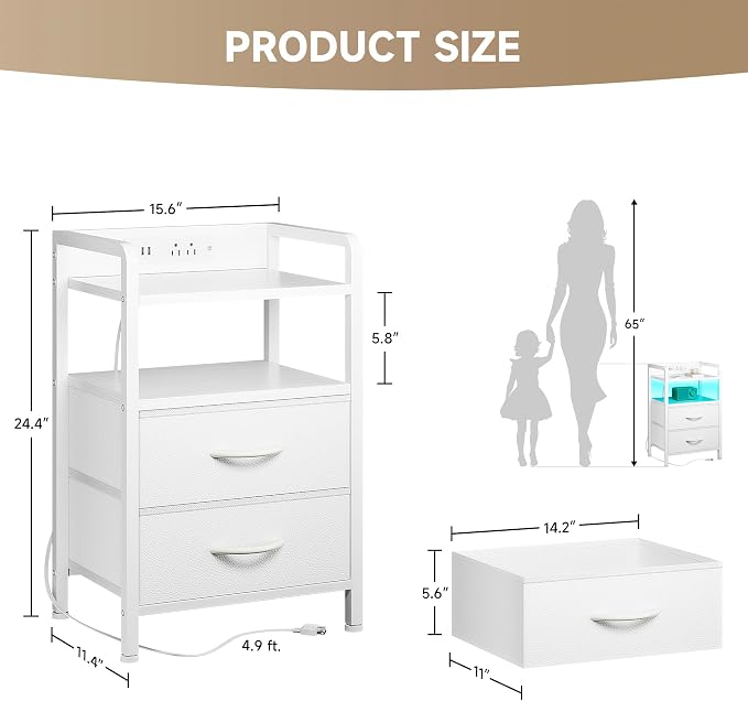 Lazzanto Night Stand Bedside Table Bedroom - Image 3