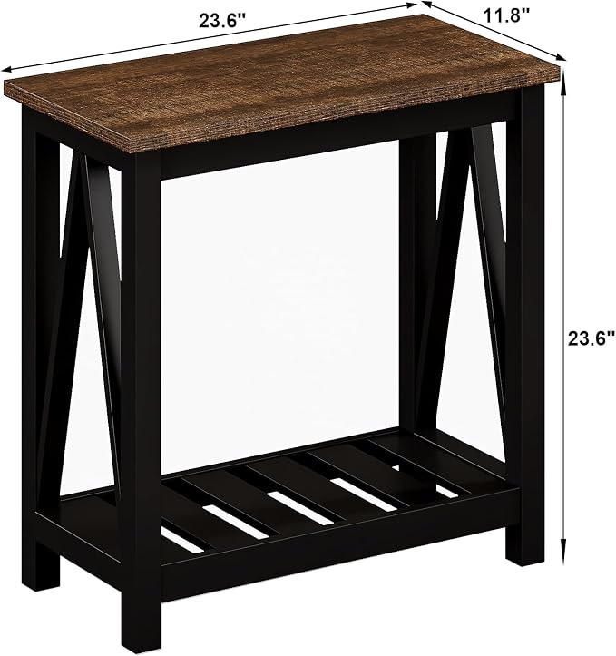 ChooChoo Farmhouse End Table, Rustic Vintage Narrow End Side Table - Image 3