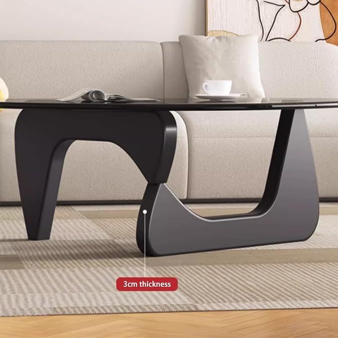EASYSOUL Modern Glass Coffee Table, 32.68" D x 22.44" W x 15.75" H, Abstract - Image 5