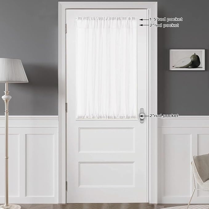Chyhomenyc White Sheer Curtains 36 inch Length 2 Panels Set | Light Filtering - Image 3