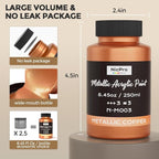 Nicpro Metallic Copper Acrylic Paint, 8.45oz/250ml Large Copper Leaf Paint - Image 7