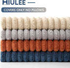 MIULEE Soft Corduroy Decorative Throw Pillow Covers Blue-Yellow 20x20 | Set of 4 - Image 6