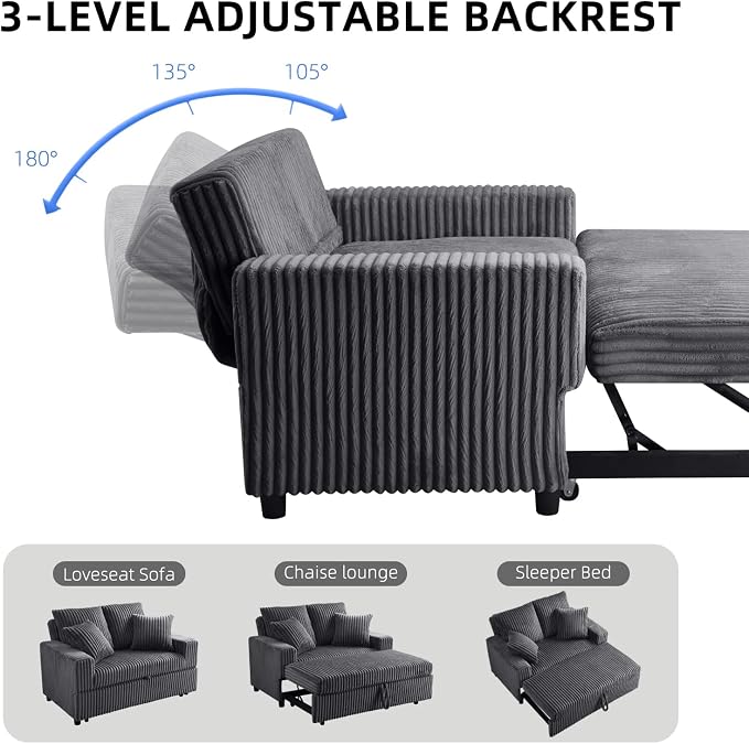 3 in 1 Convertible Sofa Bed，52.8" Pull Out Couch - Image 6