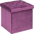 B FSOBEIIALEO Storage Ottoman Cube Velvet Tufted Folding Ottomans by BFSOBEIIALEO