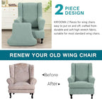 KRFOONN Stretch Wing Chair Slipcovers Jacquard 2 Piece Wingback Chair Covers - Image 4