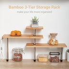 3-Tier Corner Shelf, Bamboo & Metal Storage Rack - Image 4
