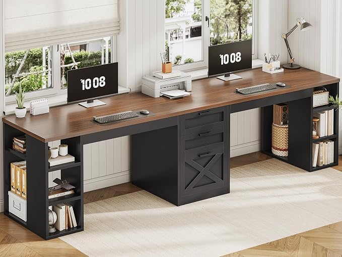 SEDETA Farmhouse 96.5" Office Desk - Image 7