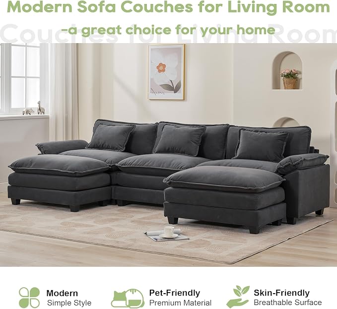 Oprisen 120" Modular Sectional Sofa, Comfy Cloud Couch Sectional Sofa - Image 7